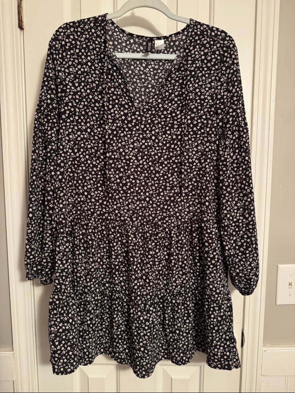 Divided Black and White Floral Mini Dress